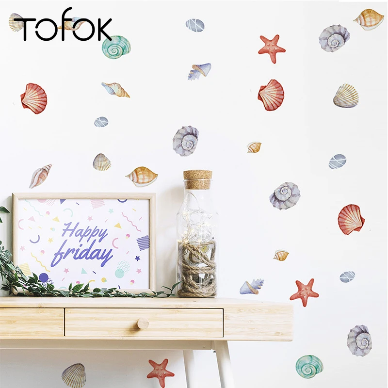 Tofok DIY Watercolor Shell Conch Starfish Home Wall Sticker Waterproof Kitchen Window Decorative Sticker Home Art Mural Decal
Tofok DIY Watercolor Shell Conch Starfish Home Wall Sticker Waterproof Kitchen Window Decorative Sticker Home Art Mural Decal
