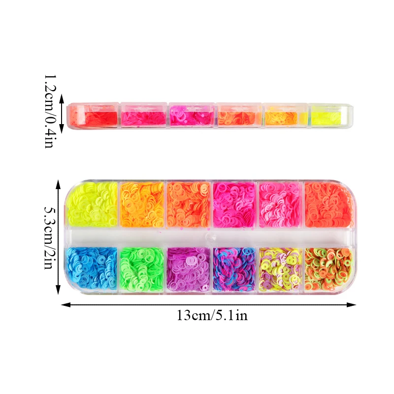Mix Color Fluorescence DIY 12 Girds Nail Sequins Nail Decor Epoxy Resin Filler Colorful Hollow Circle Manicure Art Tool 
Mix Color Fluorescence DIY 12 Girds Nail Sequins Nail Decor Epoxy Resin Filler Colorful Hollow Circle Manicure Art Tool