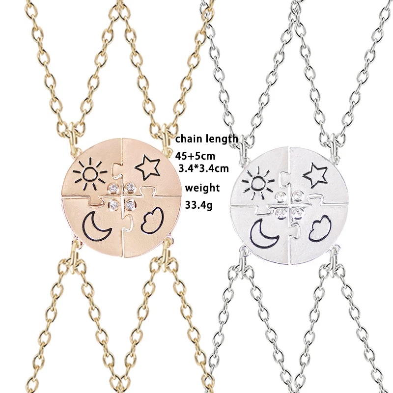 2020 New Four-piece Star Moon Necklace Best Friend Cloud Pendant Sisters Friendship Necklace Fashion Men And Women Jewelry Gifts
2020 New Four-piece Star Moon Necklace Best Friend Cloud Pendant Sisters Friendship Necklace Fashion Men And Women Jewelry Gifts