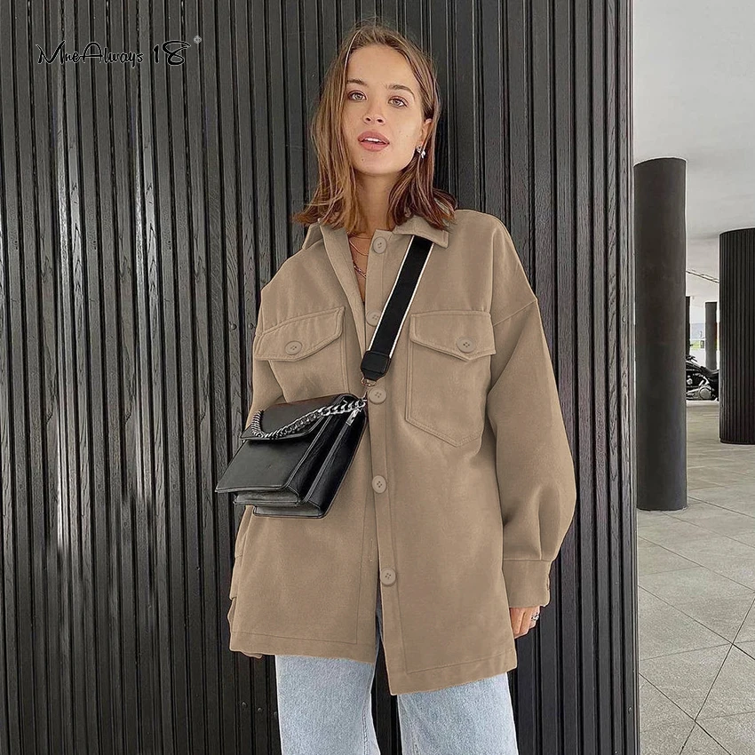 Женская шерстяная куртка Mnealways18 на осень и зиму, шикарные свободные пальто с карманами и отложным воротником, уличная одежда, теплая Женская...
Женская шерстяная куртка Mnealways18 на осень и зиму, шикарные свободные пальто с карманами и отложным воротником, уличная одежда, теплая Женская...