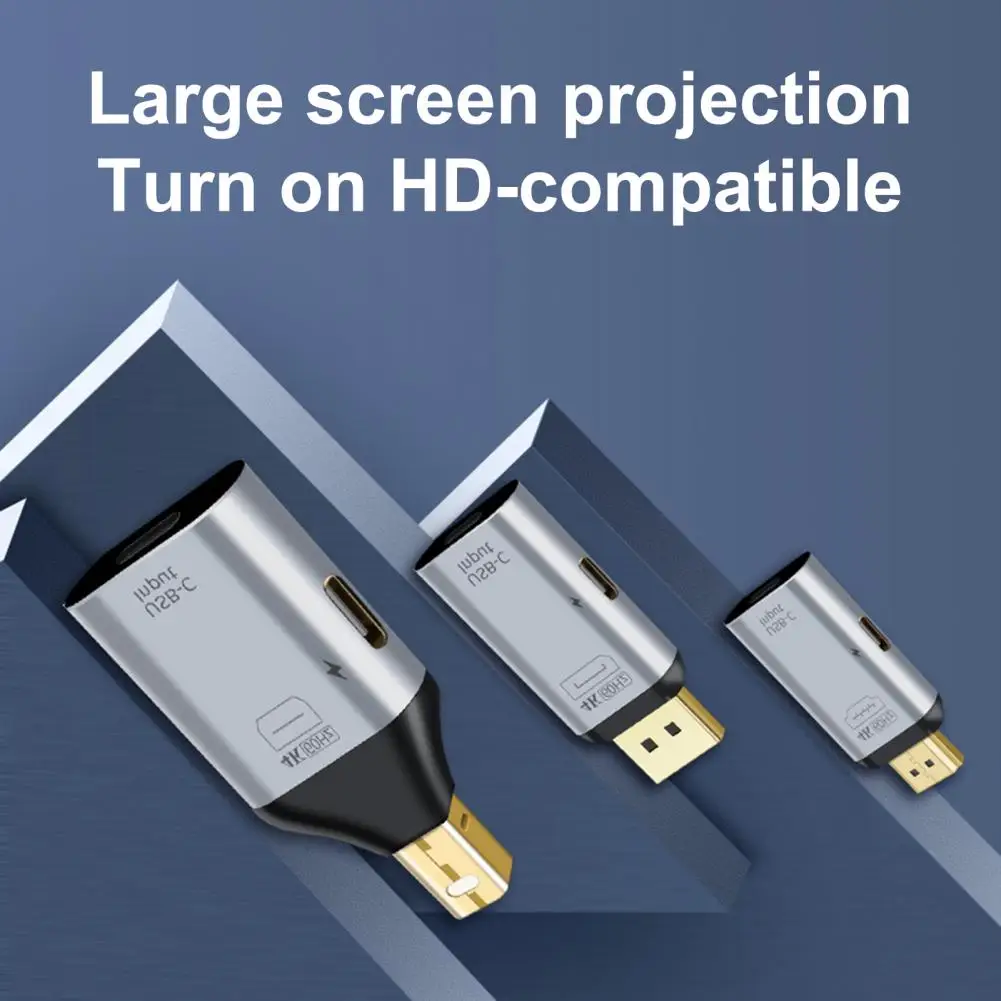 Адаптер видеоконвертера 4K 60 Гц Тип C гнездо HDMI-совместимый DP штекер видеоадаптер