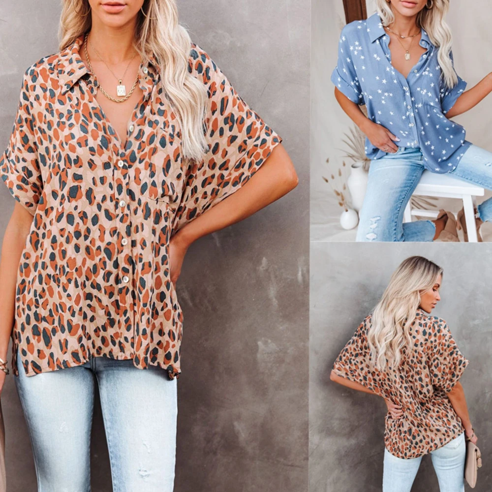 Ladies 2021 Summer Short Sleeve Lapel Button Casual Loose Print Slip Blouses
Ladies 2021 Summer Short Sleeve Lapel Button Casual Loose Print Slip Blouses
