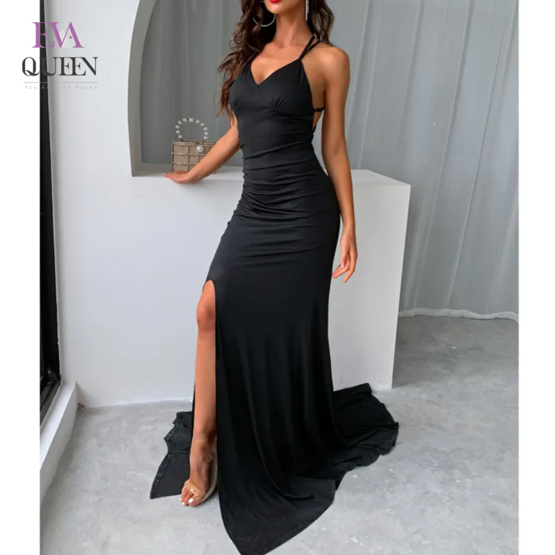 EvaQueen Solid Ruched High Split Long Maxi Dress Women Spaghetti Strap Soft Loose Dresses Backless Lace Up Sexy Party Vestidos 
EvaQueen Solid Ruched High Split Long Maxi Dress Women Spaghetti Strap Soft Loose Dresses Backless Lace Up Sexy Party Vestidos
