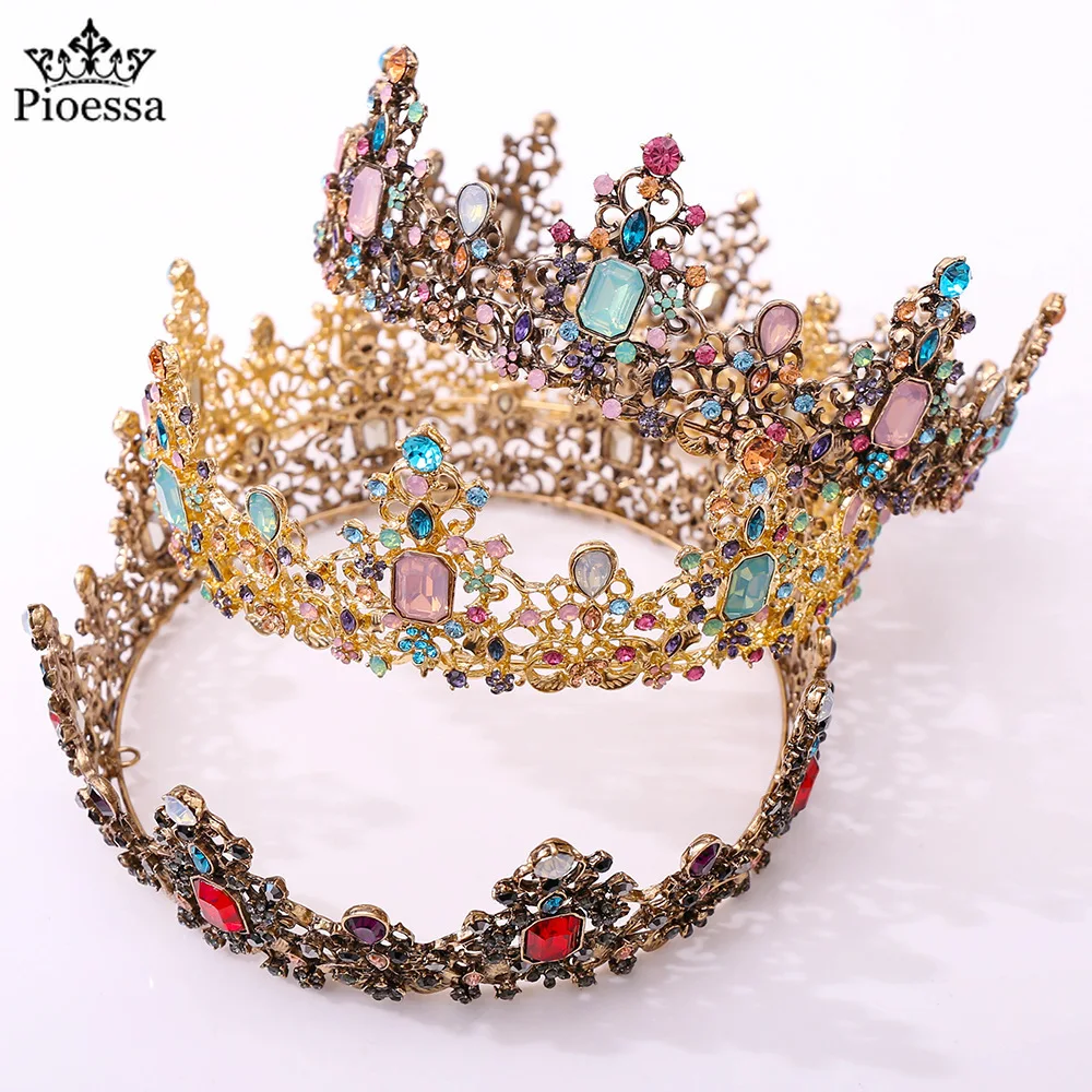 

New Arrival Charming Colorful Crystal Bridal Tiaras Crown Magnificent Rhinestone Diadem for Princess Wedding Hair Accessories