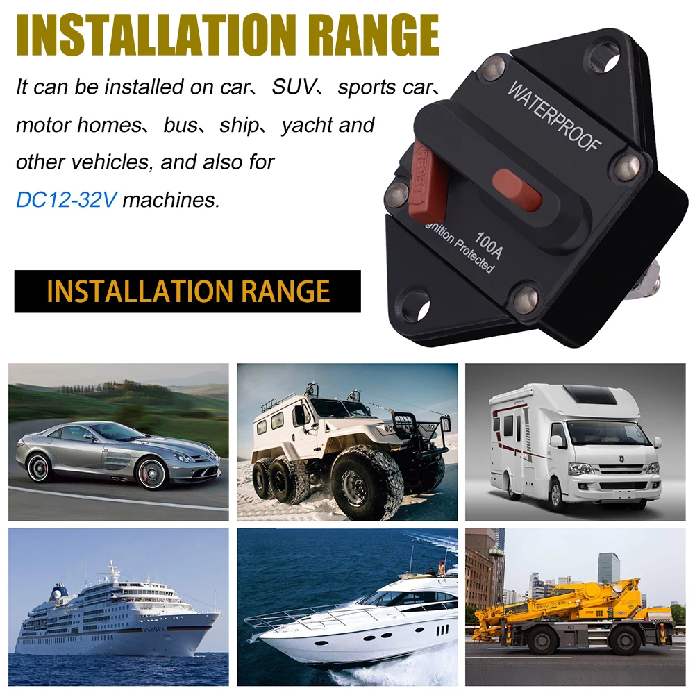 100A Circuit Breaker Waterproof Multiple-mode Circuit Breaker for obd2 Car SUV Boat
100A Circuit Breaker Waterproof Multiple-mode Circuit Breaker for obd2 Car SUV Boat