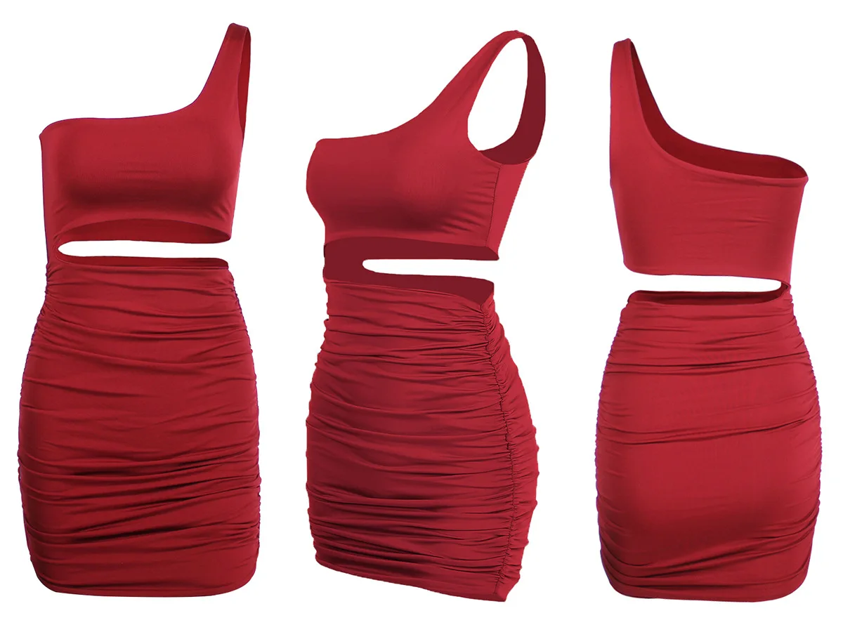 Sexy Mini sun skirt hollowed out dress one shoulder high waist stacked skirt women's dress backless Club suit
Sexy Mini sun skirt hollowed out dress one shoulder high waist stacked skirt women's dress backless Club suit