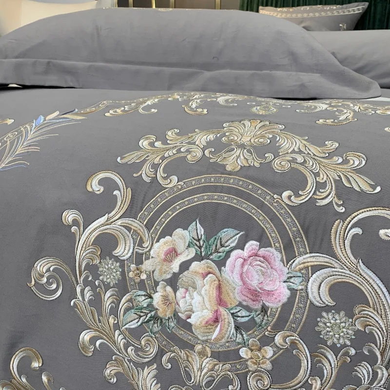 Luxury European Palace Flower Embroidery 60S Egyptian Cotton Sanding Bedding set Duvet cover Bed Sheet Pillowcases Home Textiles
Luxury European Palace Flower Embroidery 60S Egyptian Cotton Sanding Bedding set Duvet cover Bed Sheet Pillowcases Home Textiles