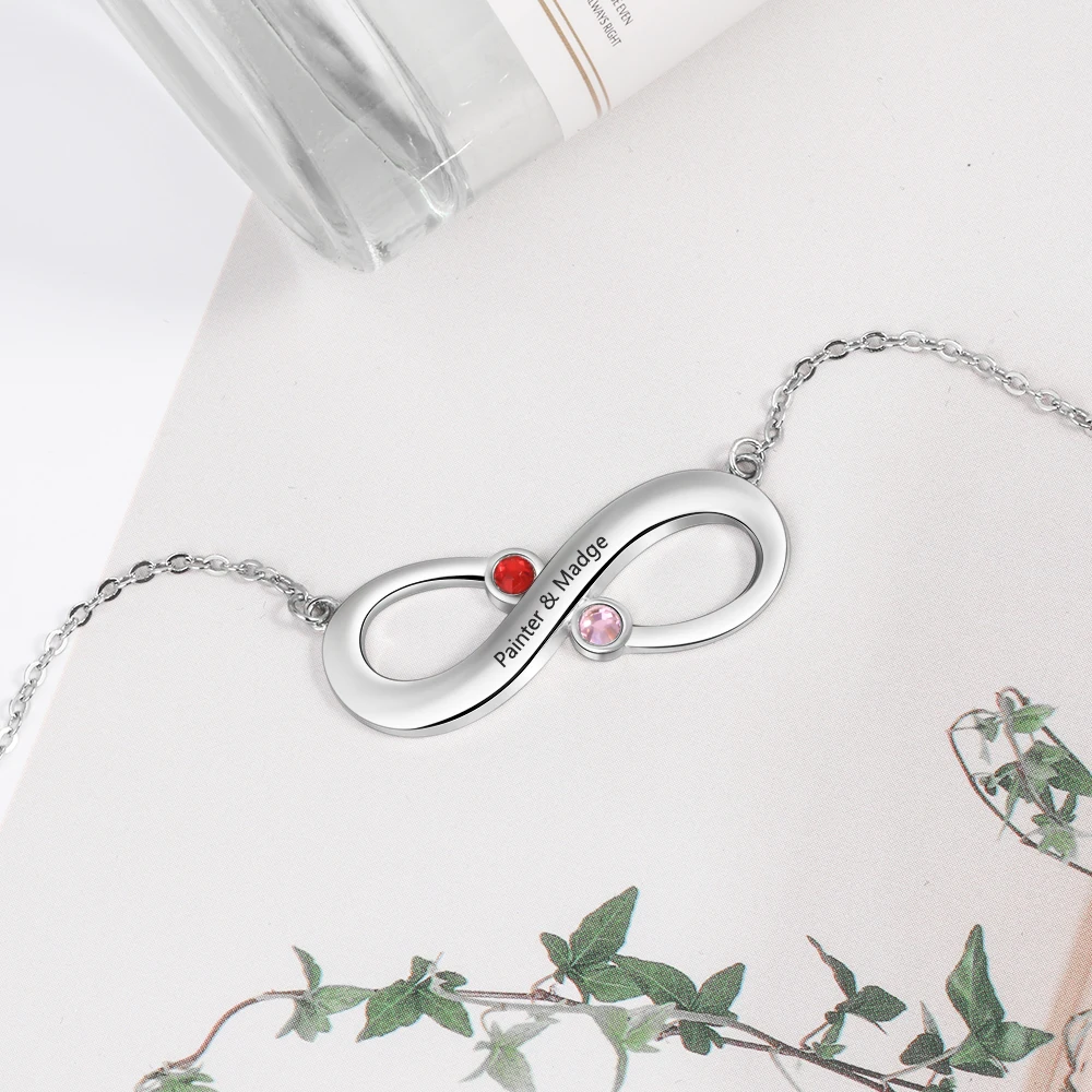Personalized Birthstone Infinity Pendant Necklace Custom Made Engraved Name Necklace Choker Collier For Women Mom Love Gift
Personalized Birthstone Infinity Pendant Necklace Custom Made Engraved Name Necklace Choker Collier For Women Mom Love Gift