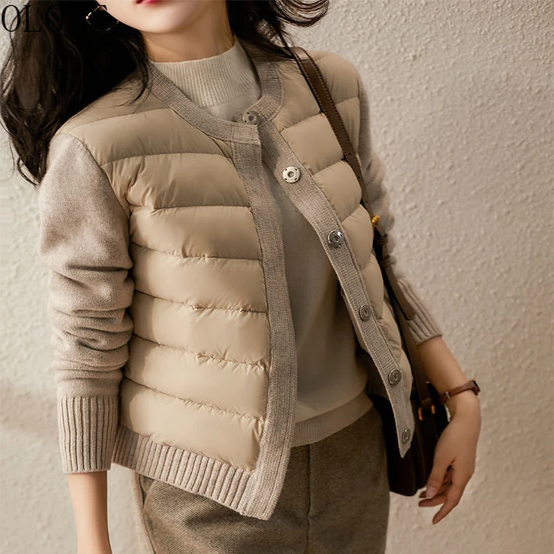 OLOME 2021 Women Autumn Winter Jacket Patchwork Knitted Cotton Padded Coat Parka Women's Jackets Coat Round Neck Warm Fashion
OLOME 2021 Women Autumn Winter Jacket Patchwork Knitted Cotton Padded Coat Parka Women's Jackets Coat Round Neck Warm Fashion
