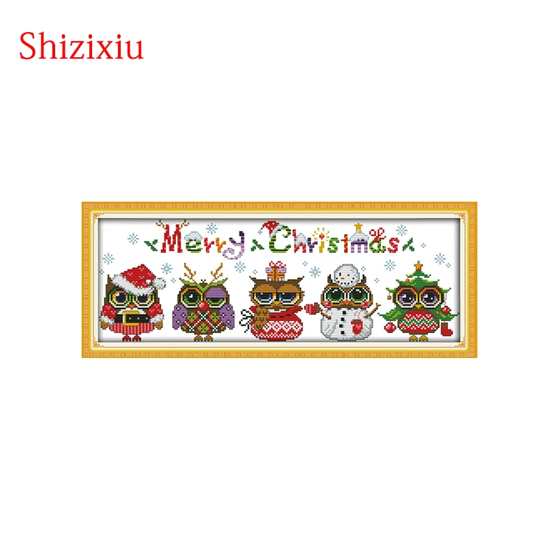 

Shizixiu рождественские Совы diy ремесла картина рассчитана на холст DMC 11CT 14CT Набор для вышивки крестиком наборы для вышивки