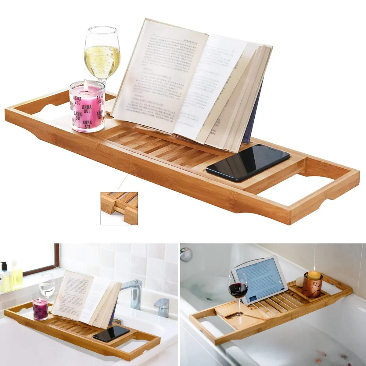 Luxury Bathroom Bamboo Bath Bathtub Shelf Bridge Tub Caddy Tray Rack Retractable Wine Glass Book Holder Bathtub Rack Support
Luxury Bathroom Bamboo Bath Bathtub Shelf Bridge Tub Caddy Tray Rack Retractable Wine Glass Book Holder Bathtub Rack Support