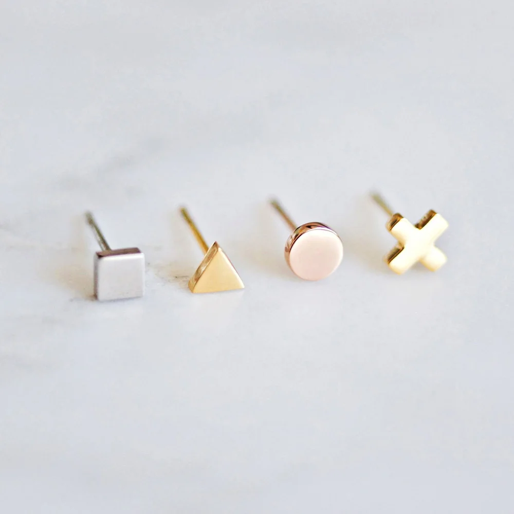 Outfit 4pcs Korean Women's Stud Earrings Small Stainless Steel Set Gold steel Fashion Jewelry Gifts for Friends Couple | Украшения и