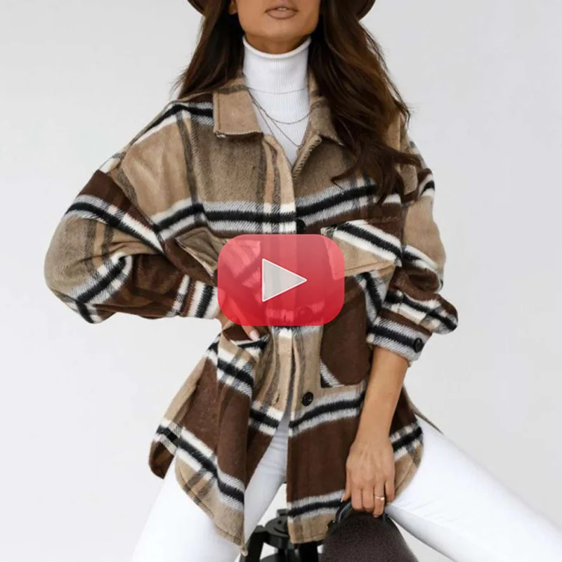 Cotton Casual Plaid Jacket Women Turn Down Collar Pocket Long Sleeve Cotton Coat 2021 Female Loose Vintage Warm Outerwear Tops
Cotton Casual Plaid Jacket Women Turn Down Collar Pocket Long Sleeve Cotton Coat 2021 Female Loose Vintage Warm Outerwear Tops