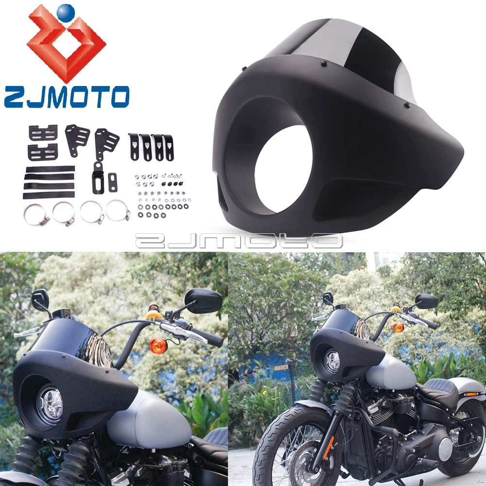 Universal Black Motorcycle Front Headlight Fairing Cowl W/ Windshield Cover Mask Fork Mount Kits 5.75" For Harley Touring Dyna
Universal Black Motorcycle Front Headlight Fairing Cowl W/ Windshield Cover Mask Fork Mount Kits 5.75" For Harley Touring Dyna