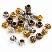 8x6mm 30pcs Hole Size 3.7mm Antique Gold Bronze Silver Plated Ball Handmade Charms Pendant Jewelry Making for Bracelet Necklace