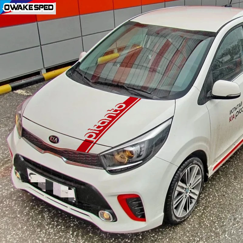 Для KIA Picanto Утро спортивные полосы автомобиля капот Стикеры авто двигатель крышка