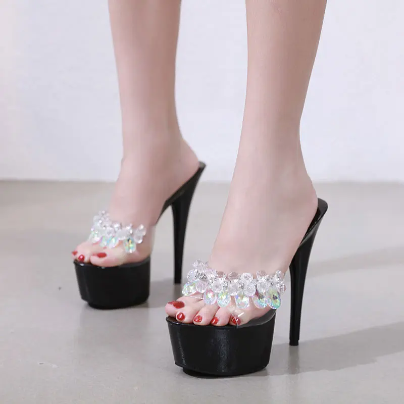 Women Slipper 15CM Glass Crystal Fine Heel Sandals Waterproof Platform Fashion High Heels Wedding Shoes Female Sexy Cool Shoe
Women Slipper 15CM Glass Crystal Fine Heel Sandals Waterproof Platform Fashion High Heels Wedding Shoes Female Sexy Cool Shoe