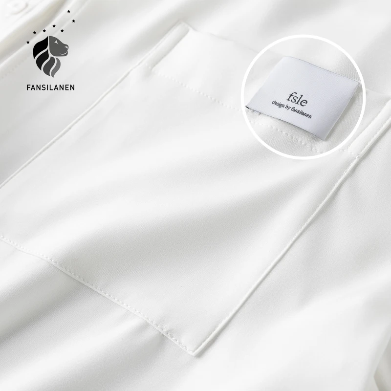 FANSILANEN Casual white chiffon blouse shirt Women long sleeve oversize office ladies top Female elegant pocket button up shirt
FANSILANEN Casual white chiffon blouse shirt Women long sleeve oversize office ladies top Female elegant pocket button up shirt