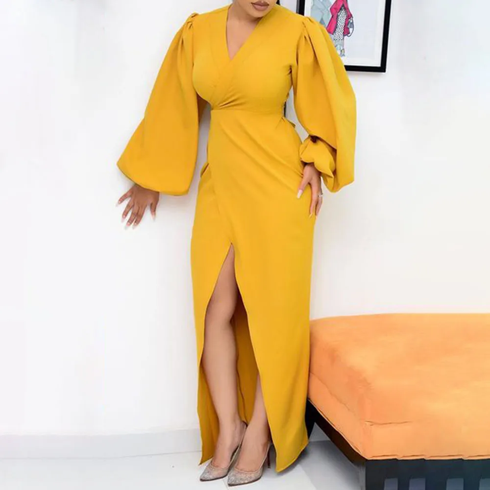 Yellow Long Dress Women Elegant Solid Split Sexy V Neck Formal Party Club Long Sleeves Autumn Female Clothing Maxi Dresses
Yellow Long Dress Women Elegant Solid Split Sexy V Neck Formal Party Club Long Sleeves Autumn Female Clothing Maxi Dresses