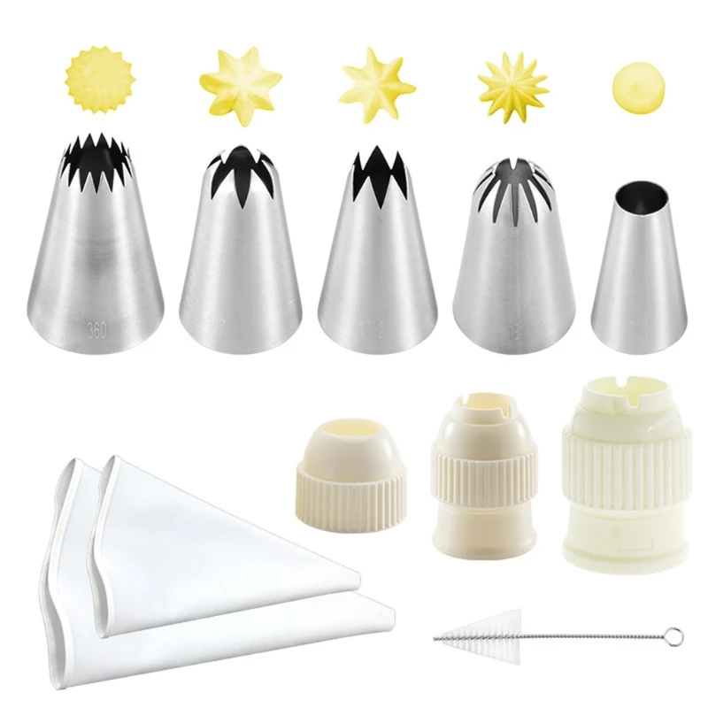 11pcs Cake Decorating Kits Supplies Numbered Piping Tips Icing Nozzles Pastry Bags Couplers Cleaning Brush Baking Tool
11pcs Cake Decorating Kits Supplies Numbered Piping Tips Icing Nozzles Pastry Bags Couplers Cleaning Brush Baking Tool