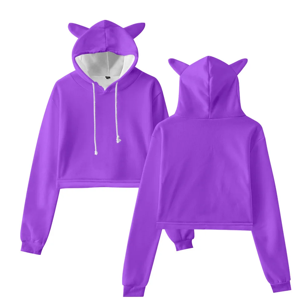 Новый товар, однотонные толстовки с капюшоном для девочек, сезон весна-осень 2020, трендовые укороченные свитшоты худи с кошачьими ушами WW18 
Новый товар, однотонные толстовки с капюшоном для девочек, сезон весна-осень 2020, трендовые укороченные свитшоты худи с кошачьими ушами WW18