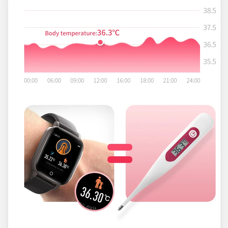 LIGE New Thermometer Smart Watch Men Sport Multi-function Heart Rate Blood Pressure Health Monitoring For IOS Android Smartwatch |