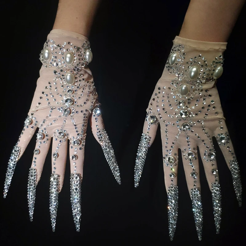 Luxurious Rhinestone Pearls Gloves Women Shining Short Mesh Glove Women Drag Queen Nightclub Stage Performance Show Accessories
Luxurious Rhinestone Pearls Gloves Women Shining Short Mesh Glove Women Drag Queen Nightclub Stage Performance Show Accessories