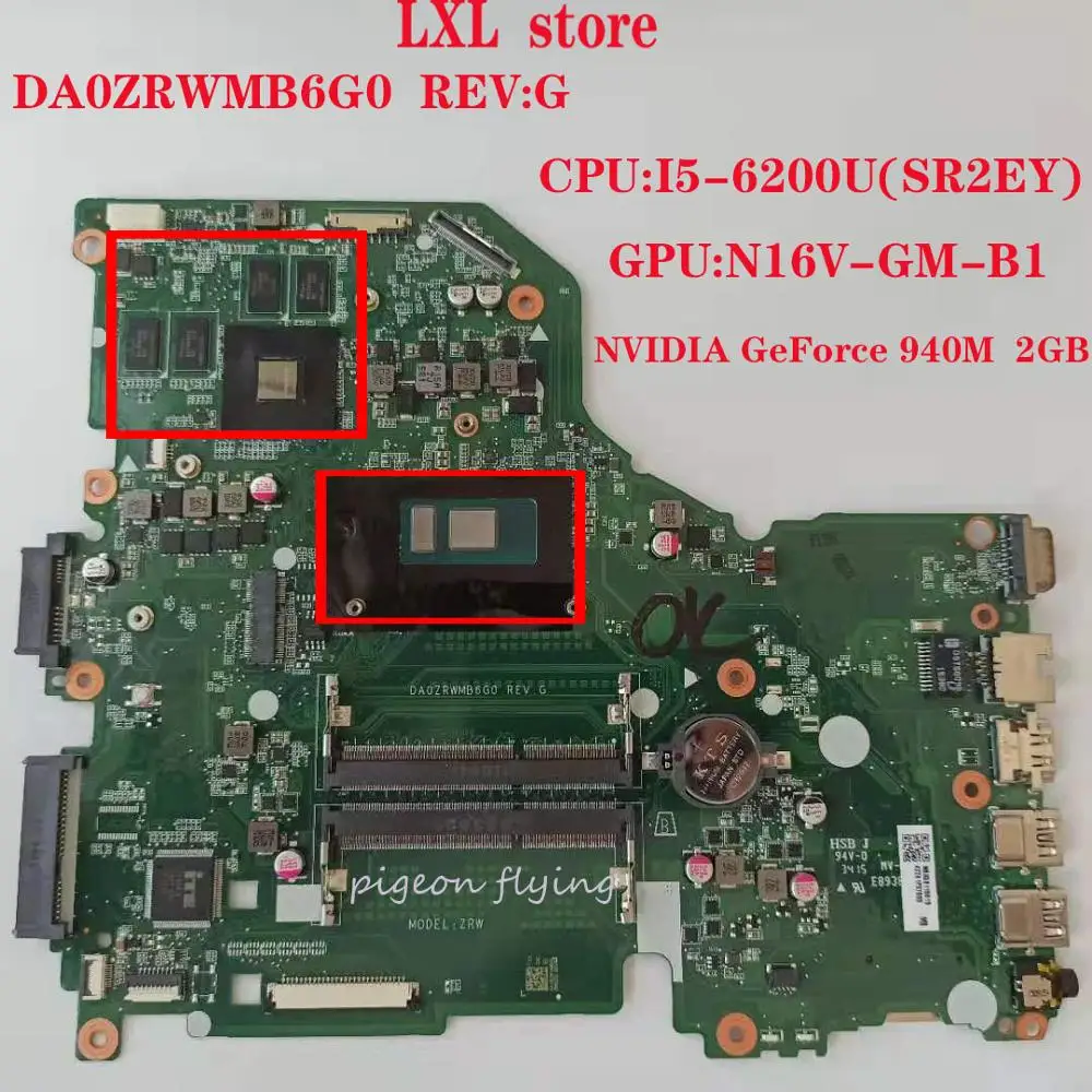 Флуоресцентная материнская плата для ноутбука Acer флуоресцентная модель DA0ZRWMB6G0