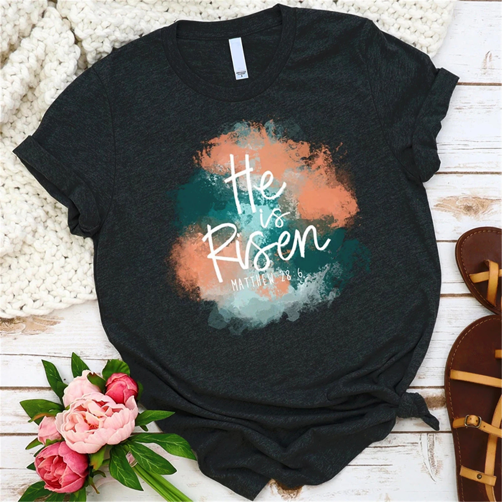 He is Risen Printed T-Shirt for Women Crewneck Sweatshirts Short Sleeves Tops for Men Solid Color SWD889
He is Risen Printed T-Shirt for Women Crewneck Sweatshirts Short Sleeves Tops for Men Solid Color SWD889