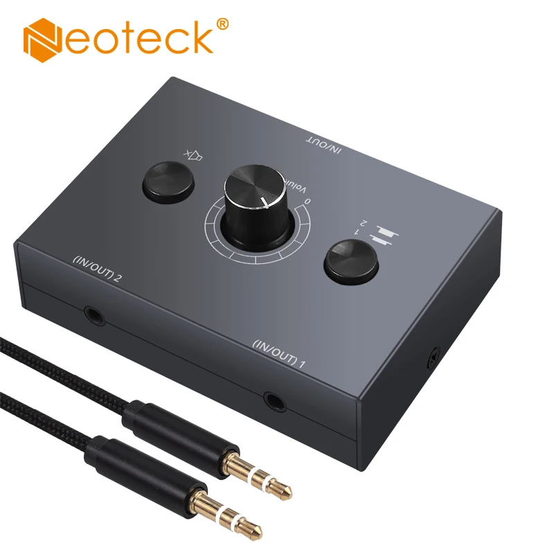 Аудиопереключатель Neoteck 3 5 мм сплиттер 2x1x2 двунаправленный переключатель 2(1) в 1(2)