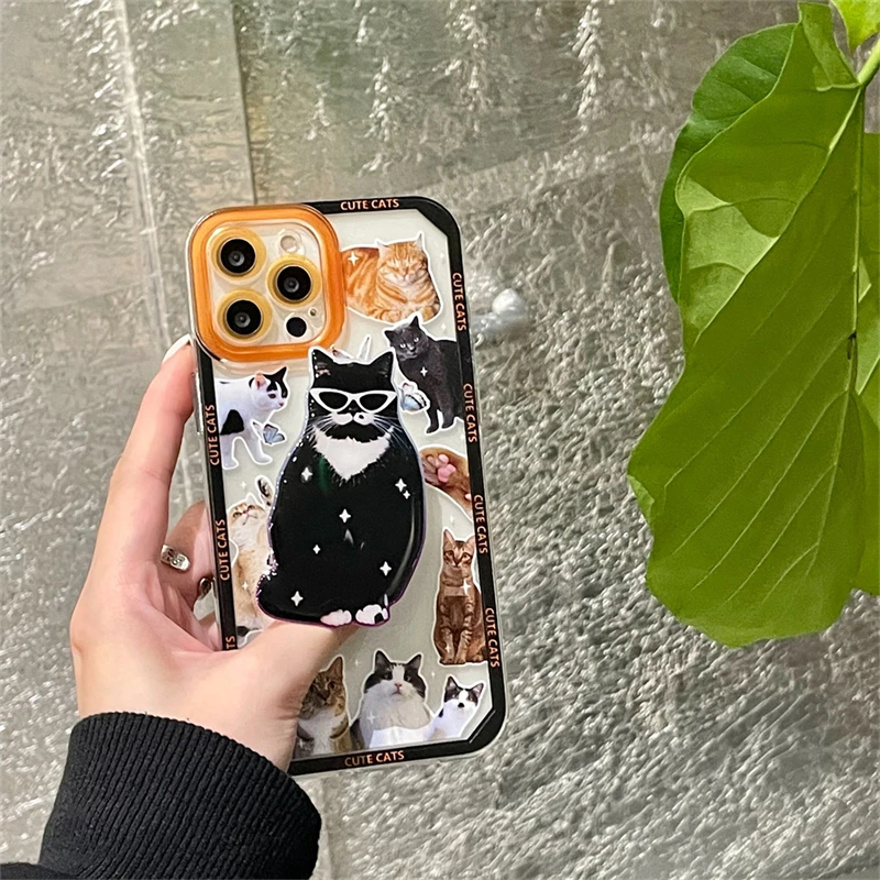 Korean Cute Cartoon Black Cat Bracket Phone Case for IPhone 11 12 13 Pro XS Max X XR 7 8 Plus SE Holder Soft Silicone Back Cover 
Korean Cute Cartoon Black Cat Bracket Phone Case for IPhone 11 12 13 Pro XS Max X XR 7 8 Plus SE Holder Soft Silicone Back Cover