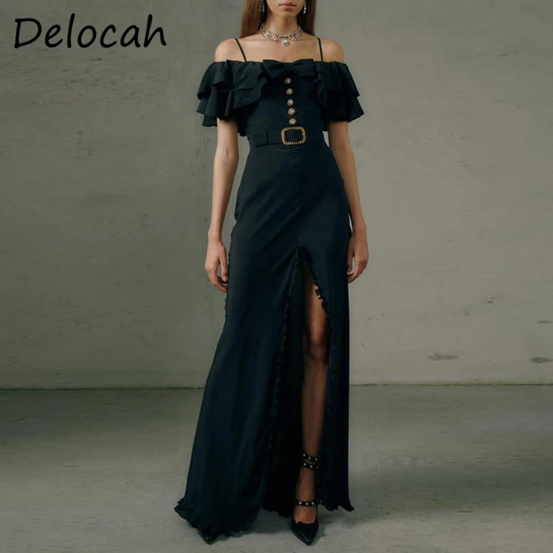 Женское пляжное платье на бретелях-спагетти Delocah, длинное Дизайнерское черное платье с принтом, с высокой талией, лето 2021
Женское пляжное платье на бретелях-спагетти Delocah, длинное Дизайнерское черное платье с принтом, с высокой талией, лето 2021