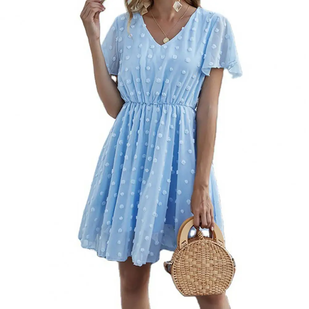 Solid Color Women Dress Elegant Short Sleeve Knee-Length Dress Women Summer Large Hem A-line Dress Beach Dress Vestidos femme
Solid Color Women Dress Elegant Short Sleeve Knee-Length Dress Women Summer Large Hem A-line Dress Beach Dress Vestidos femme