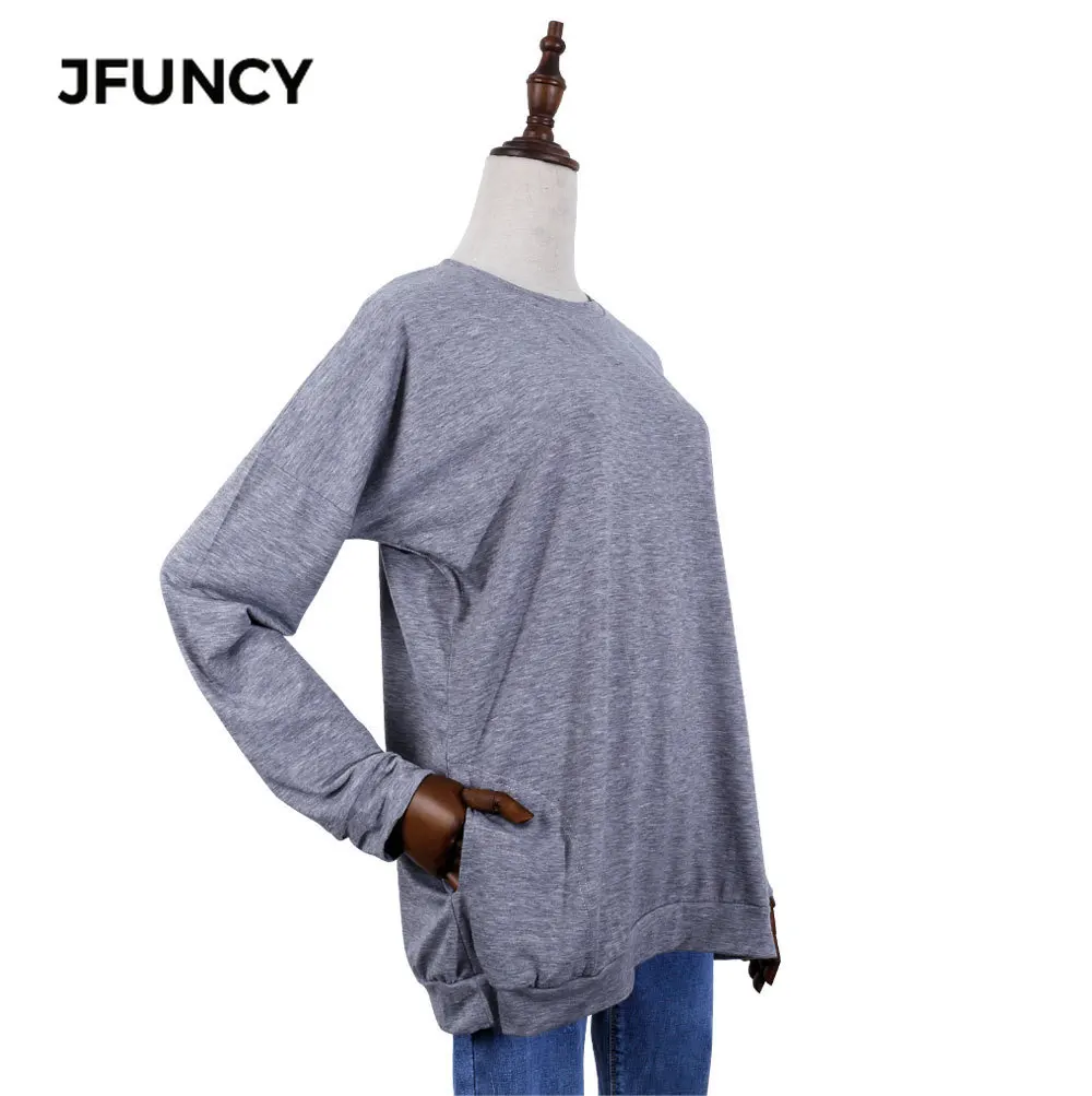 JFUNCY Fashion Peace Love Sunflowers Print Spring Autumn Women T-Shirts Long Sleeve Loose Pullover Tops Casual Female T Shirt