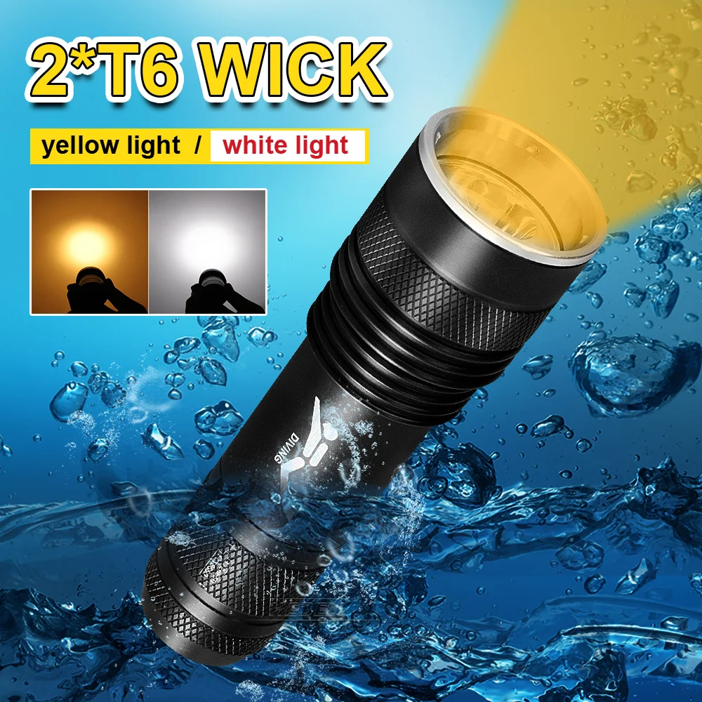 LED CREE XML T6 Rechargeable Scuba Diving Flashlight 18650 Underwater Light IPX8 Diving Torch Yellow White Light LED Lantern
LED CREE XML T6 Rechargeable Scuba Diving Flashlight 18650 Underwater Light IPX8 Diving Torch Yellow White Light LED Lantern