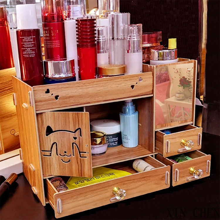 New desktop organizing DIY large wooden make-up box cosmetic storage box home storage box
New desktop organizing DIY large wooden make-up box cosmetic storage box home storage box