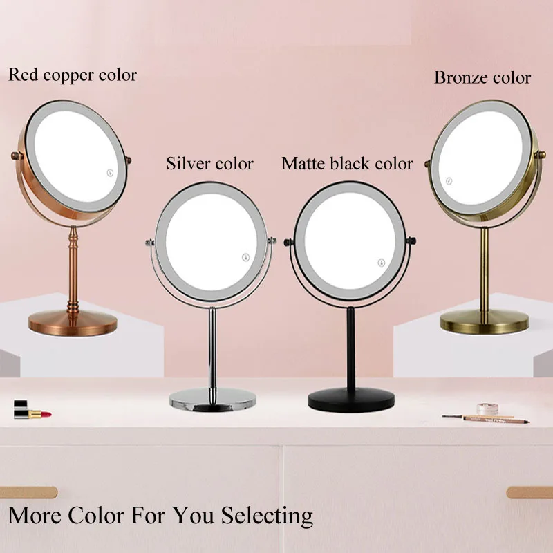 

2-Sided Vanity Makeup LED Mirror 3X/5X Magnifying,3Color Touch Brightness Adjustable, USB Rechargeable,Tabletop Cosmetic Mirror