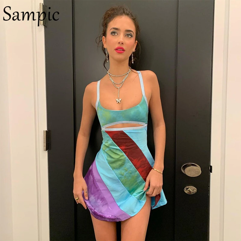 Sampic Vintage Chic Color Matching Sexy Women Strap Y2K Mini Bodycon Party Dress 2021 Fashion Night Club Stripe Wrap Dress 
Sampic Vintage Chic Color Matching Sexy Women Strap Y2K Mini Bodycon Party Dress 2021 Fashion Night Club Stripe Wrap Dress
