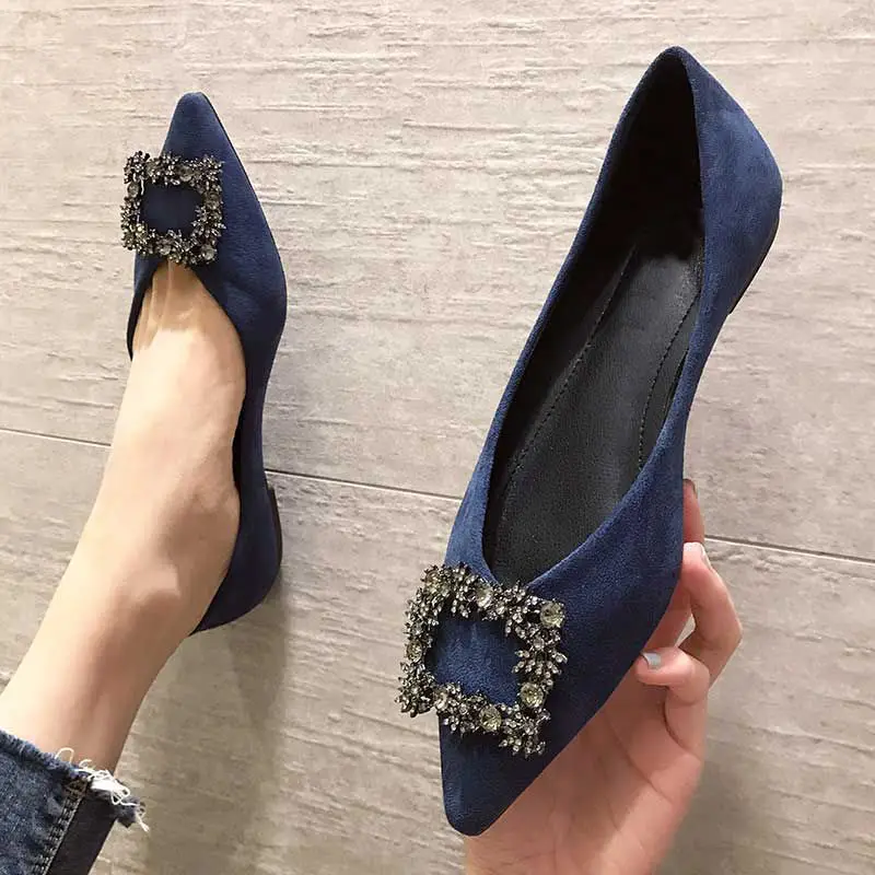 

Women Flats Wedding Shoes Rhinestone Pointed Toes Cinderella Cryatal Shoes Flat Slip On Loafers Plus Party Shoes ballet luxury