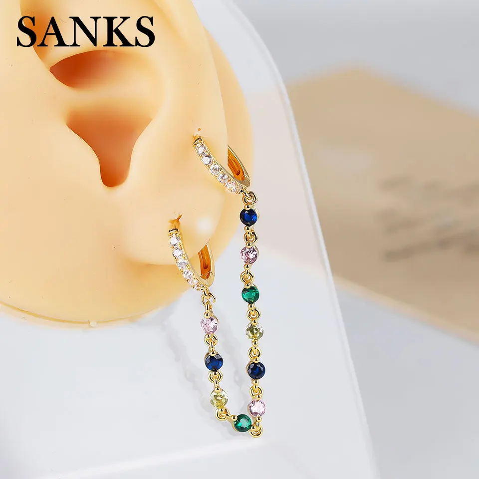 SANKS 1 pc Long Link Chain Drop Earrings for Women Party Gift Colorful Crystal Pendient Double Hoop Earrings Fashion Accessories
SANKS 1 pc Long Link Chain Drop Earrings for Women Party Gift Colorful Crystal Pendient Double Hoop Earrings Fashion Accessories