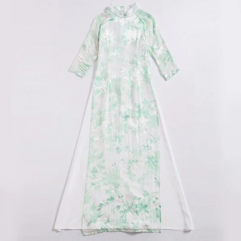 Womens 3/4 Sleeve Floral Sheer Maxi Long Dress Mandarin Collar Chinese Cheongsam Qipao Vintage Elegant Skinny Dress 903-B328
Womens 3/4 Sleeve Floral Sheer Maxi Long Dress Mandarin Collar Chinese Cheongsam Qipao Vintage Elegant Skinny Dress 903-B328