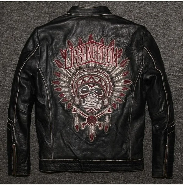 Mens Skull Jackets Men Genuine Leather Motor Biker Jacket Motorcycle Homme Coat Quality Sales 
Mens Skull Jackets Men Genuine Leather Motor Biker Jacket Motorcycle Homme Coat Quality Sales