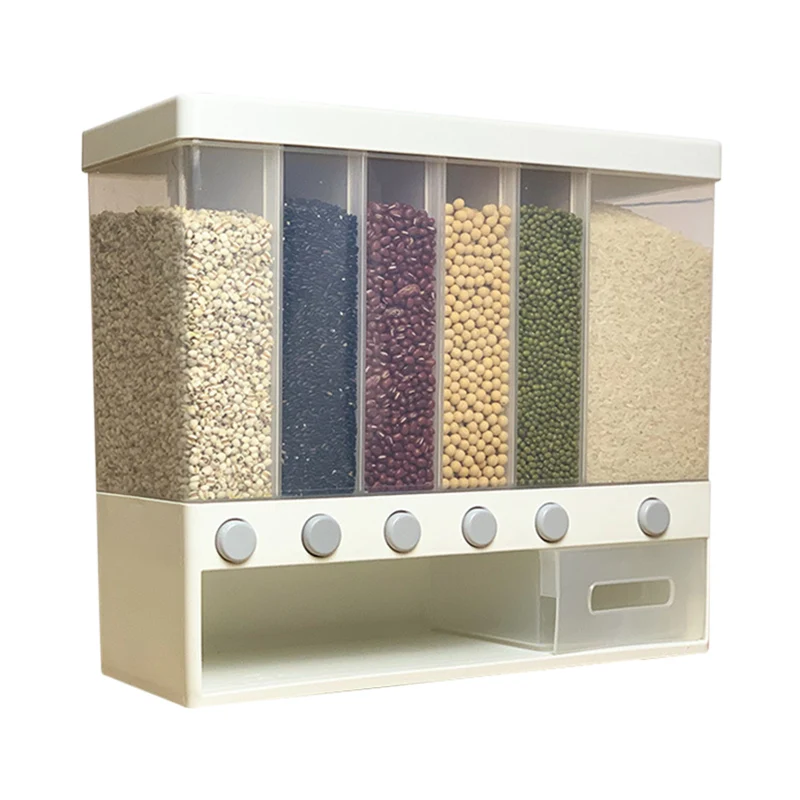 Wall-mounted Dry Food Dispenser Rice Bucket Multi Compartments Automatic Metering Storage Box Sealed Grain Container @LS
Wall-mounted Dry Food Dispenser Rice Bucket Multi Compartments Automatic Metering Storage Box Sealed Grain Container @LS