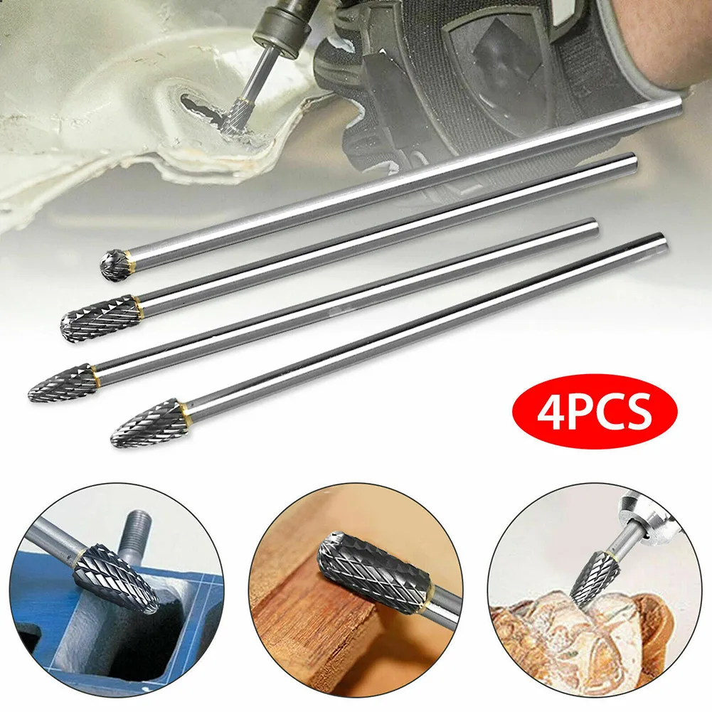 4Pcs Rotary Burr Double Cut Tungsten Carbide Bit 1/4In Shank 6 In Set Carbide Rotary Tool For Metal Wood Polishing.
4Pcs Rotary Burr Double Cut Tungsten Carbide Bit 1/4In Shank 6 In Set Carbide Rotary Tool For Metal Wood Polishing.