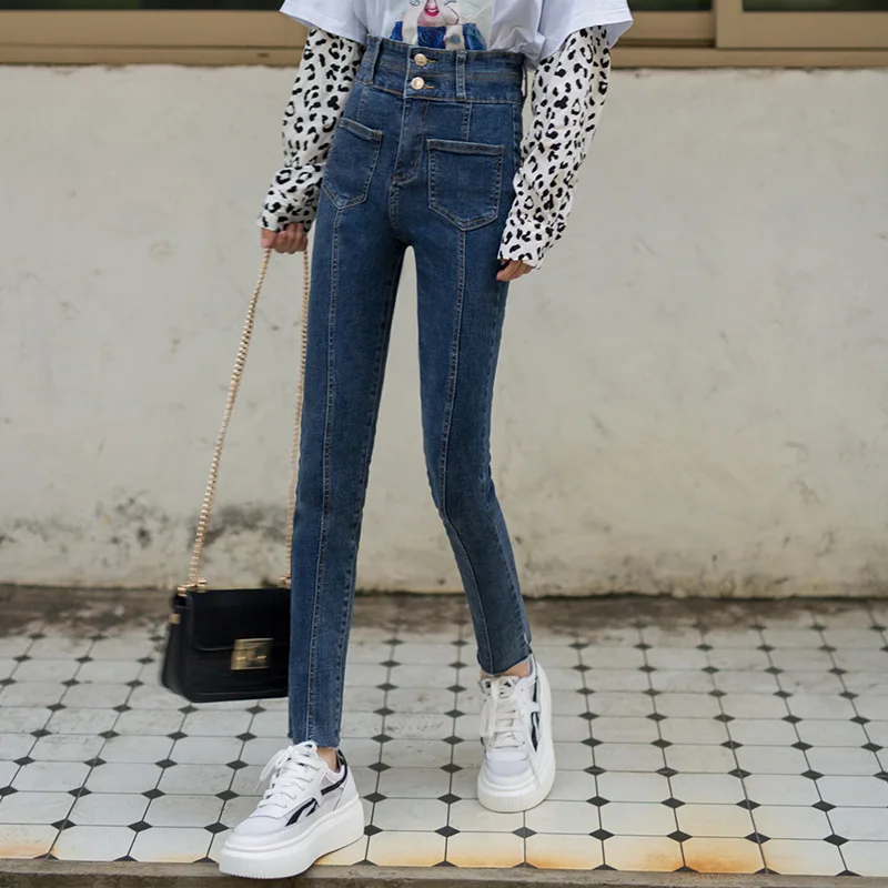 Women's High Waist Pencil Pants Trousers Elastic Slim Jeans Women's Summer Autumn Streetwear Washed Blue Skinny Jeans 
Women's High Waist Pencil Pants Trousers Elastic Slim Jeans Women's Summer Autumn Streetwear Washed Blue Skinny Jeans
