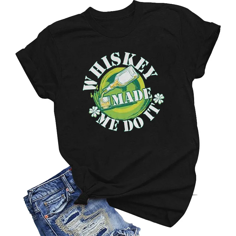 2021 spring / summer new women's top made whiskey printed round neck short sleeve T-shirt for women
2021 spring / summer new women's top made whiskey printed round neck short sleeve T-shirt for women
