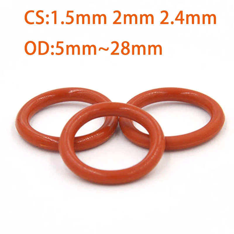 10/50pcs Red Silicone Ring Gasket CS 1.5mm 2mm 2.4mm OD 5 ~ 28mm Silicon O Ring Gasket Food Grade Rubber o-Ring Vmq Assortment
10/50pcs Red Silicone Ring Gasket CS 1.5mm 2mm 2.4mm OD 5 ~ 28mm Silicon O Ring Gasket Food Grade Rubber o-Ring Vmq Assortment