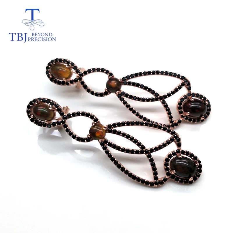 New Long style earring natural Ethiopian black opal match black zircon in 925 sterling silver fine jewelry for women Wedding
New Long style earring natural Ethiopian black opal match black zircon in 925 sterling silver fine jewelry for women Wedding