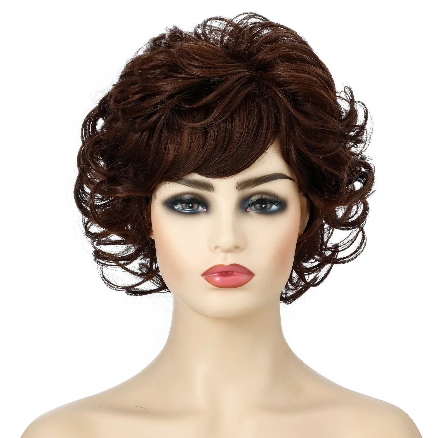 Wigs for Women Short Curly Hair With Bangs Natural Black and Brown Wigs Synthetic Daily Use Cosplay Heat Resistant Fiber Wigs 
Wigs for Women Short Curly Hair With Bangs Natural Black and Brown Wigs Synthetic Daily Use Cosplay Heat Resistant Fiber Wigs
