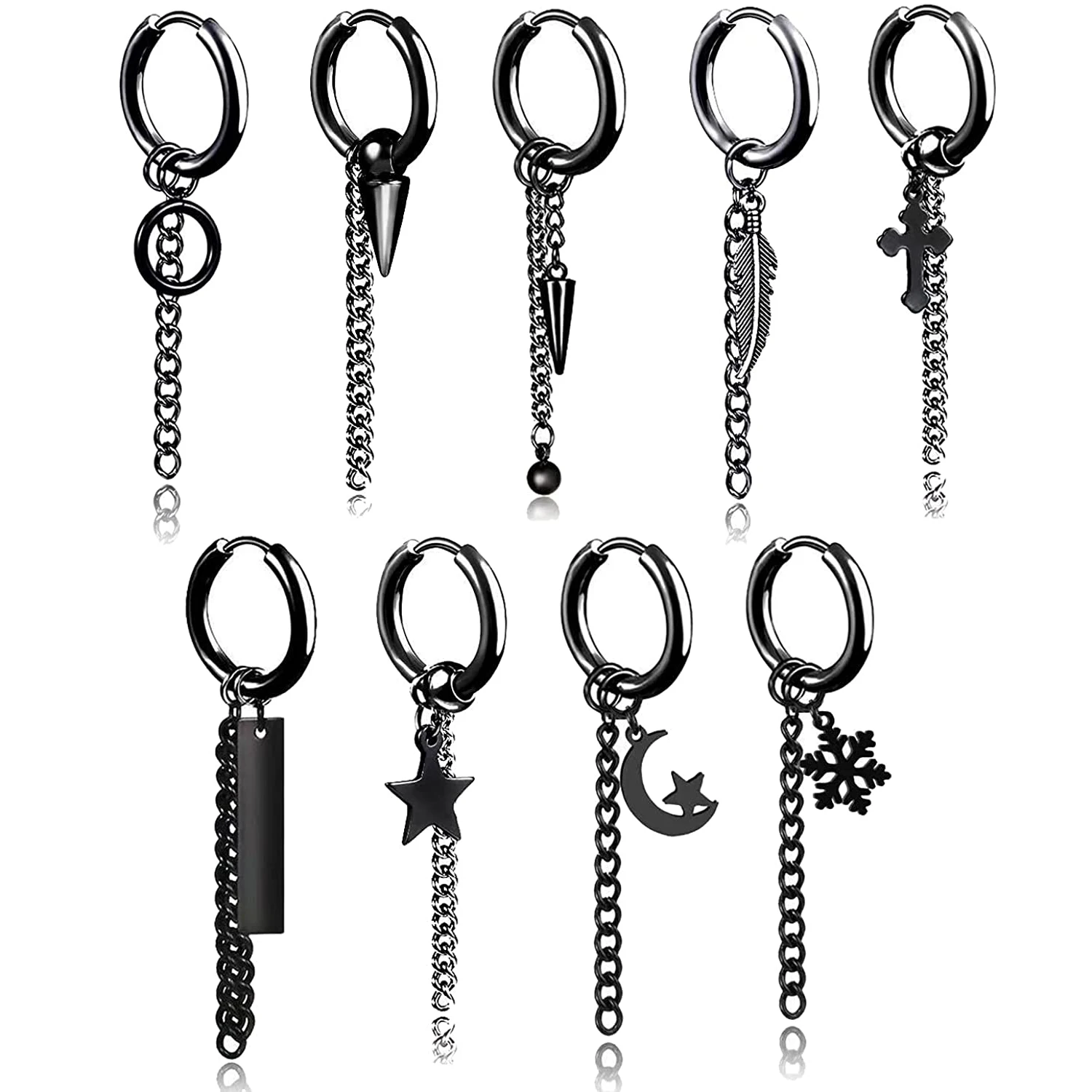 2-9 шт./комплект, серьги-подвески из нержавеющей стали 
2-9 шт./комплект, серьги-подвески из нержавеющей стали